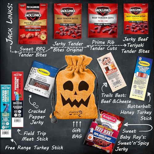 image for Halloween Beef Jerky Gift Basket - Healthy Halloween Treats For Kids, 