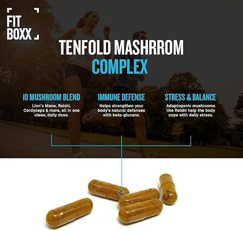 Miniatura 5 de Complejo de hongos TenFold - 10 hongos funcionales con melena de león, reishi y cordyceps - Apoyo inmunológico diario, enfoque cerebral, energía