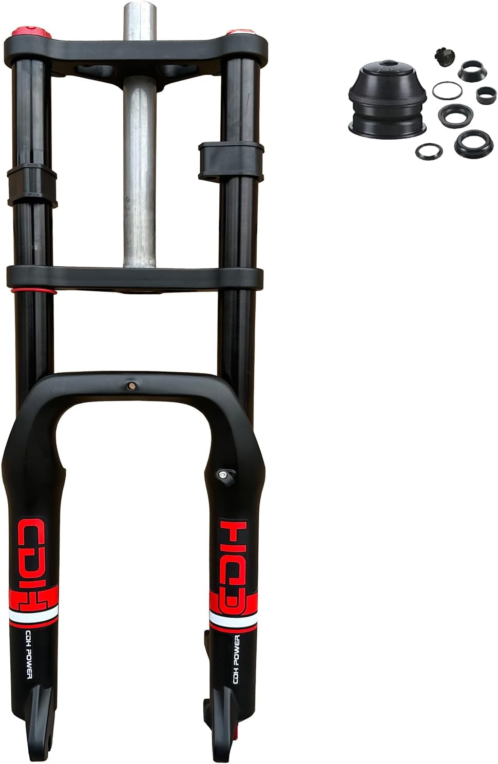 CDHPOWER 20" Air Suspension Bicycle Fork 4.0" Fat Tire Bike Fork, Double Shoulder, 9mm Quick Release, Disc Brake E-Bike 1-1/8" Headset Included