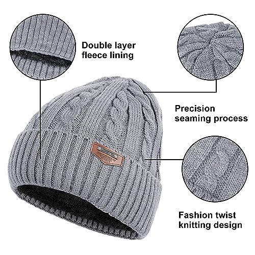 Image of Loritta Winter Hats for Men, 3 PCS Fleece Beanie Scarf Gloves Set