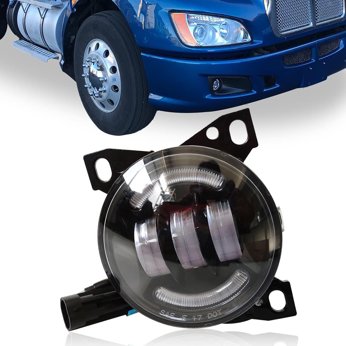 FV 2 Pairs 12V LED Fog Lights Assembly Kit for Peterbilt 579 587 Kenworth T660 Heavy Duty Front Bumper Driving Lamp Aluminum Blackout (HY6304B Bulk)