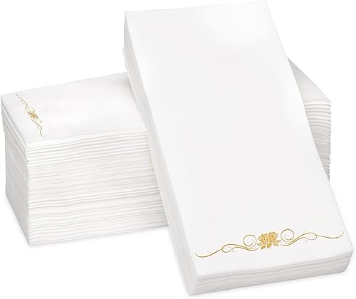 Miniatura 9 de Servilletas de papel Airlaid con estampado de lámina plateada, 16, 12 x 17 pulgadas, desechables, para invitados, absorbentes, sensación similar al