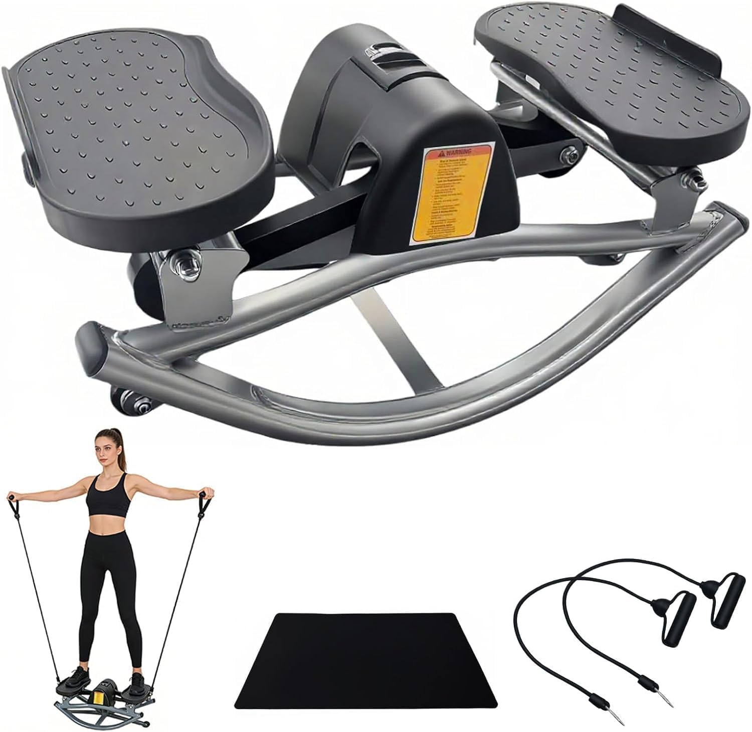 Lateral Rocking Fitness Stepper, Side-to-Side Rock Stepper mit Digitalem Monitor und Widerstandsbändern für Heimtraining