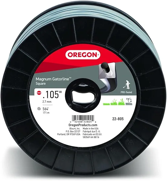 Oregon Magnum Gatorline 105 Trimmer Line Heavy Duty, Professional Square Weed Wacker String for Gas and Electric Grass Trimmer and Brushcutters, Fits Most Standard Models .105" x 564-Foot (22-805)