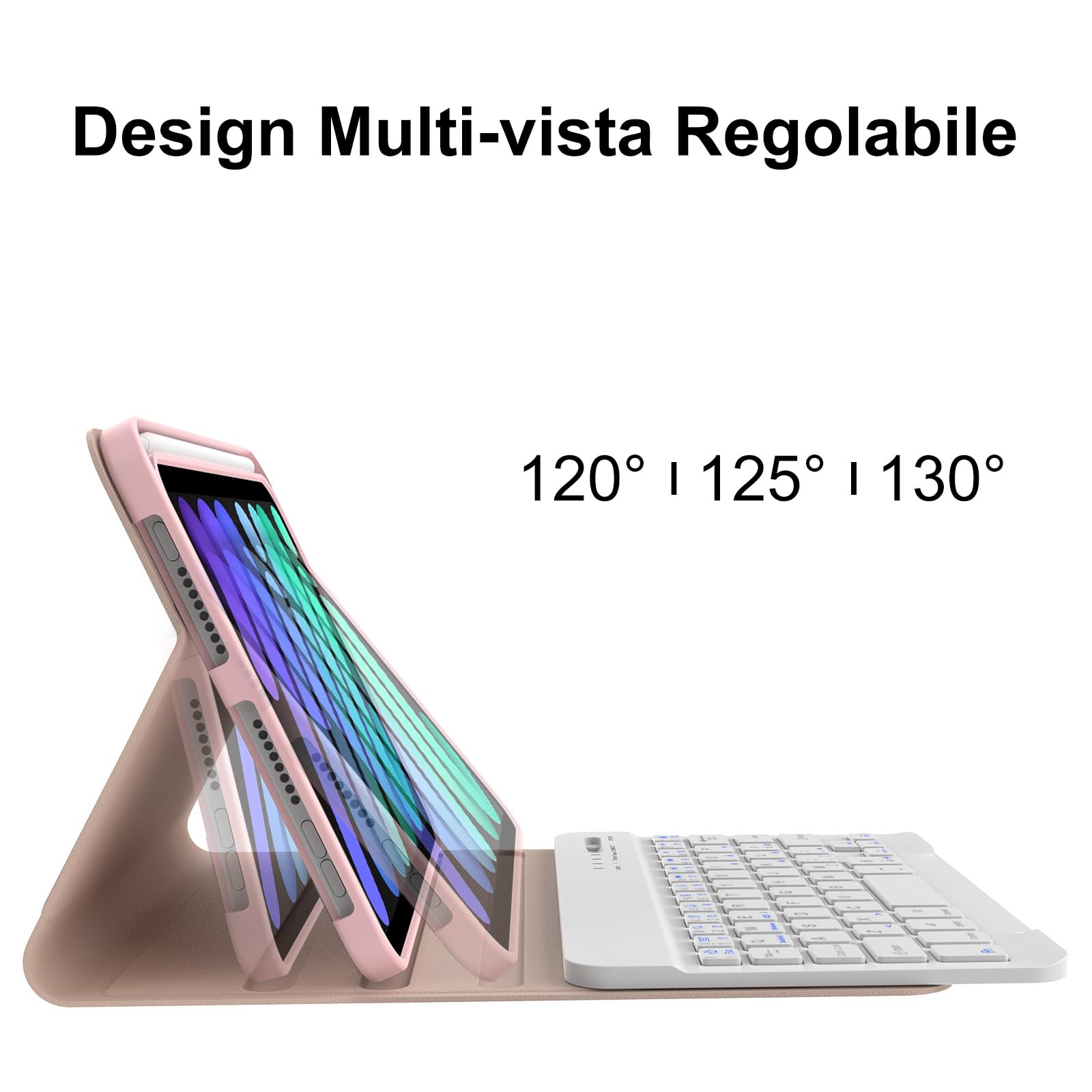 WINCHKING Tastiera per iPad Mini 7 2024/ Mini 6 2021, Custodia Tastiera per ipad Mini 7/6 Generazione 8,3", Cover Italiano QWERTY Bluetooth Keyboard per iPad Mini 6a/7a Generazione 8.3 Pollici, Rosa