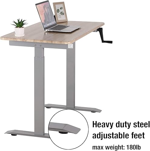 Miniatura 7 de UNICOO - Escritorio de pie de altura ajustable con manivela, escritorio ajustable para sentarse de pie, mesa de oficina en casa, mesa de computadora