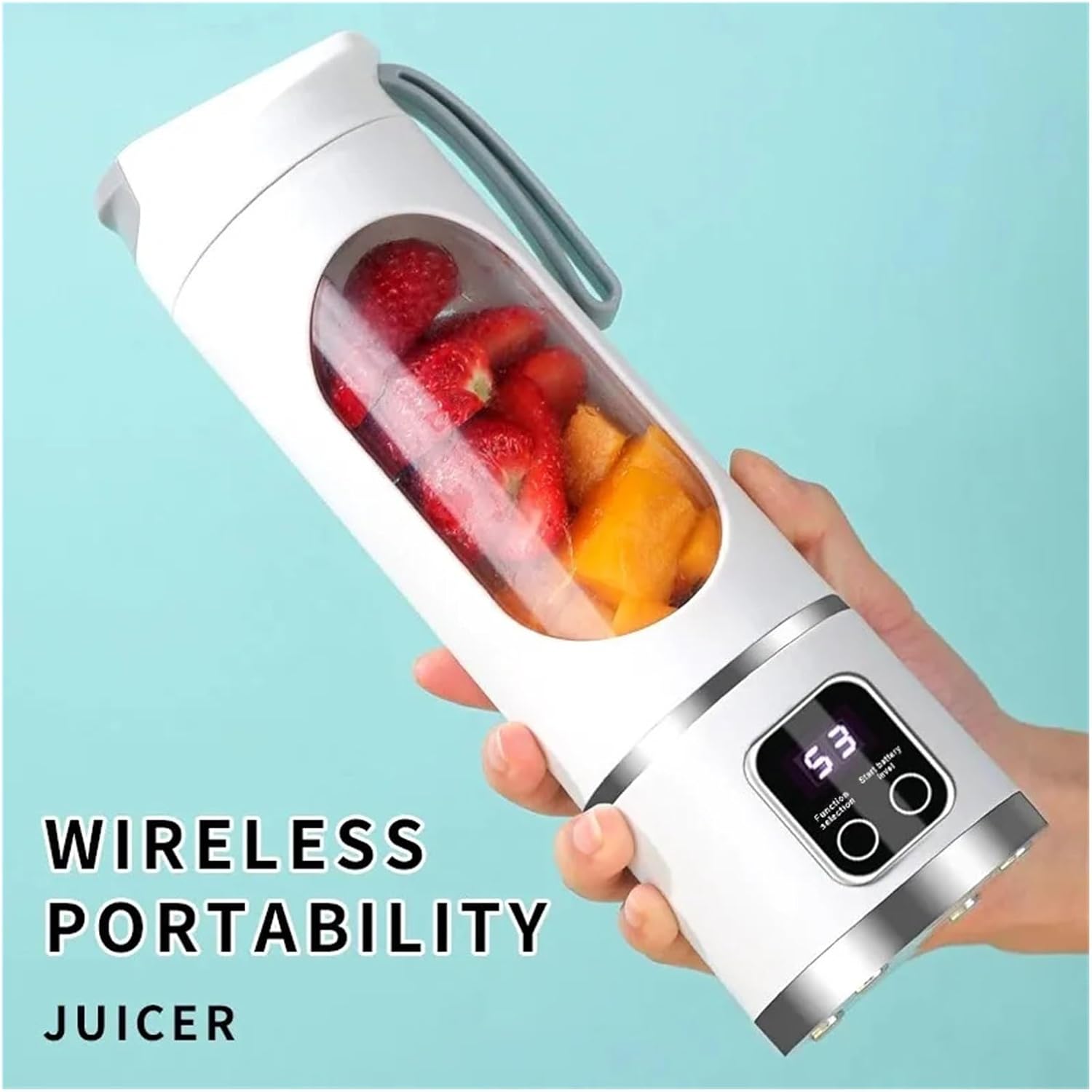 10 Blades Portable Fruit Juicer 450ml Capacity 3 Gears USB Rechargeable Blender Ice Crusher Compatible With Shakes And Smoothies Juicer Cup(WHITE)