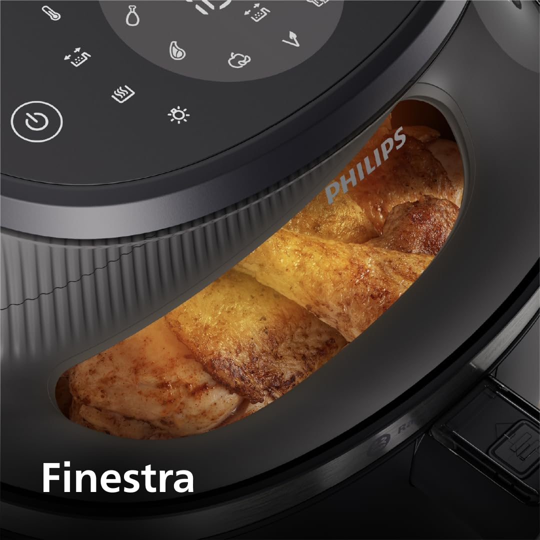 Philips Airfryer Serie 3000 6.2L, Finestra di Cottura, Friggitrice ad aria 16-in-1, Tecnologia RapidAir Plus, Rimozione Grassi, App Ricette HomeID, Facile da Pulire (NA330/00)