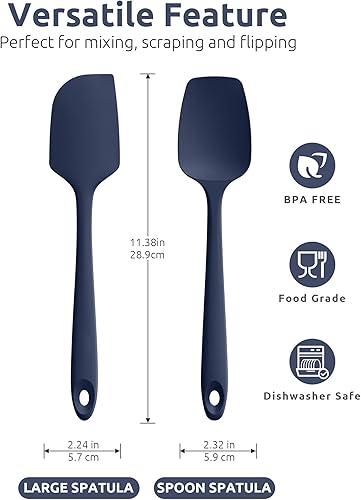 Miniatura 2 de U-Taste Espátula plana y espátula de cuchara raspador de tazón de silicona resistente al calor de 11.38 pulgadas y 600 F, utensilio de cocina de