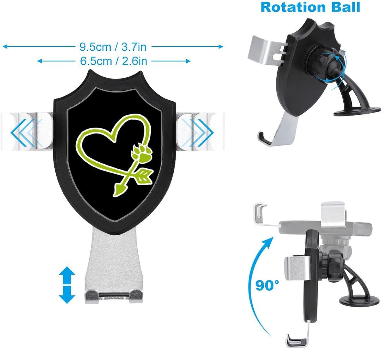 Bear Paw Prints Arrows Heart Funny Phone Mount Adjustable Angle for Car Dashboard Windshield Vent Universal Automobile Accessories image 2