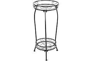 Rustproof Black Metal Tall Stable Plant Stand Outdoor Indoor