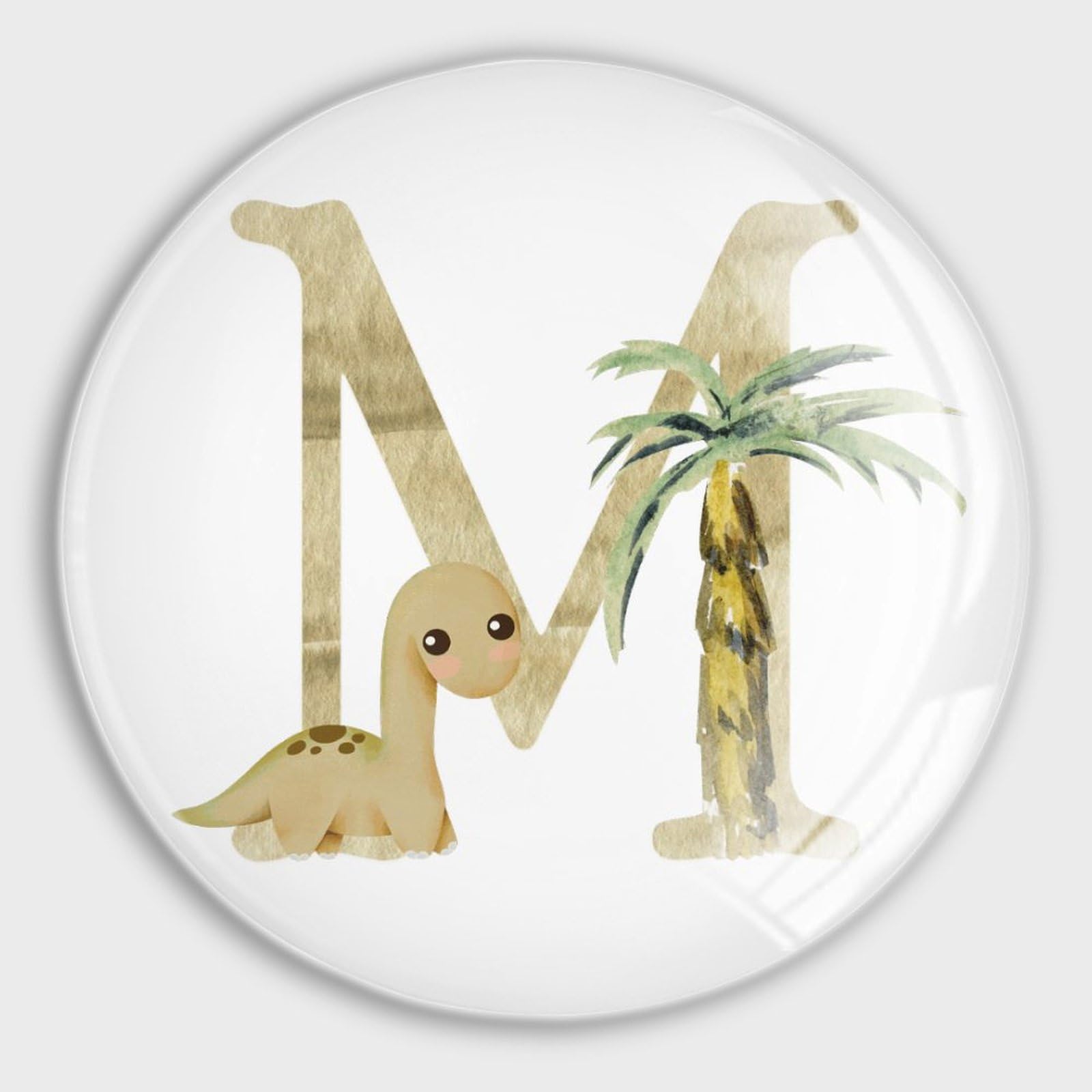 Aimants de réfrigérateur lot de 4 idée cadeau monogramme dinosaure lettre initiale M en verre