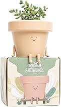 Original Earthlings Sitting Pot - 3.5 Inch Cute Plant Pot - Plastic Funny Planter with Drainage - Unique Cactus Lover Gift - Small Succulent Face Flower Pot - Cute Plant Gifts for Plant Lovers
