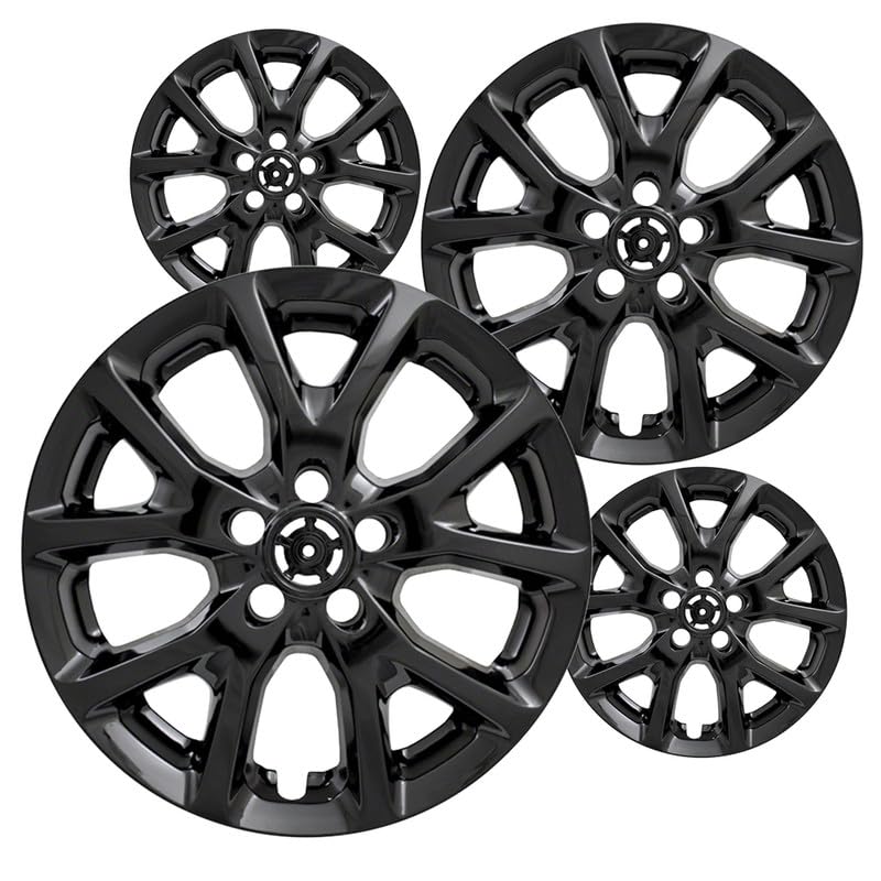 Fuel Rider Set of Four (4) 17 inches Gloss Black ABS Wheel Skins Impostors Wheel Covers Compatible with 2014-2018 Jeep Cherokee Wheels- Auto Tire Replacement Cap Cover