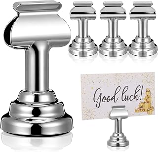 Yardwe 4 Stück Tischkartenhalter Silber Rund Aus Metall Platzkartenhalter FüR Hochzeit MenüKartenhalter Tischnummernhalter VisitenkartenstäNder FüR Empfang Buffet Und Café
