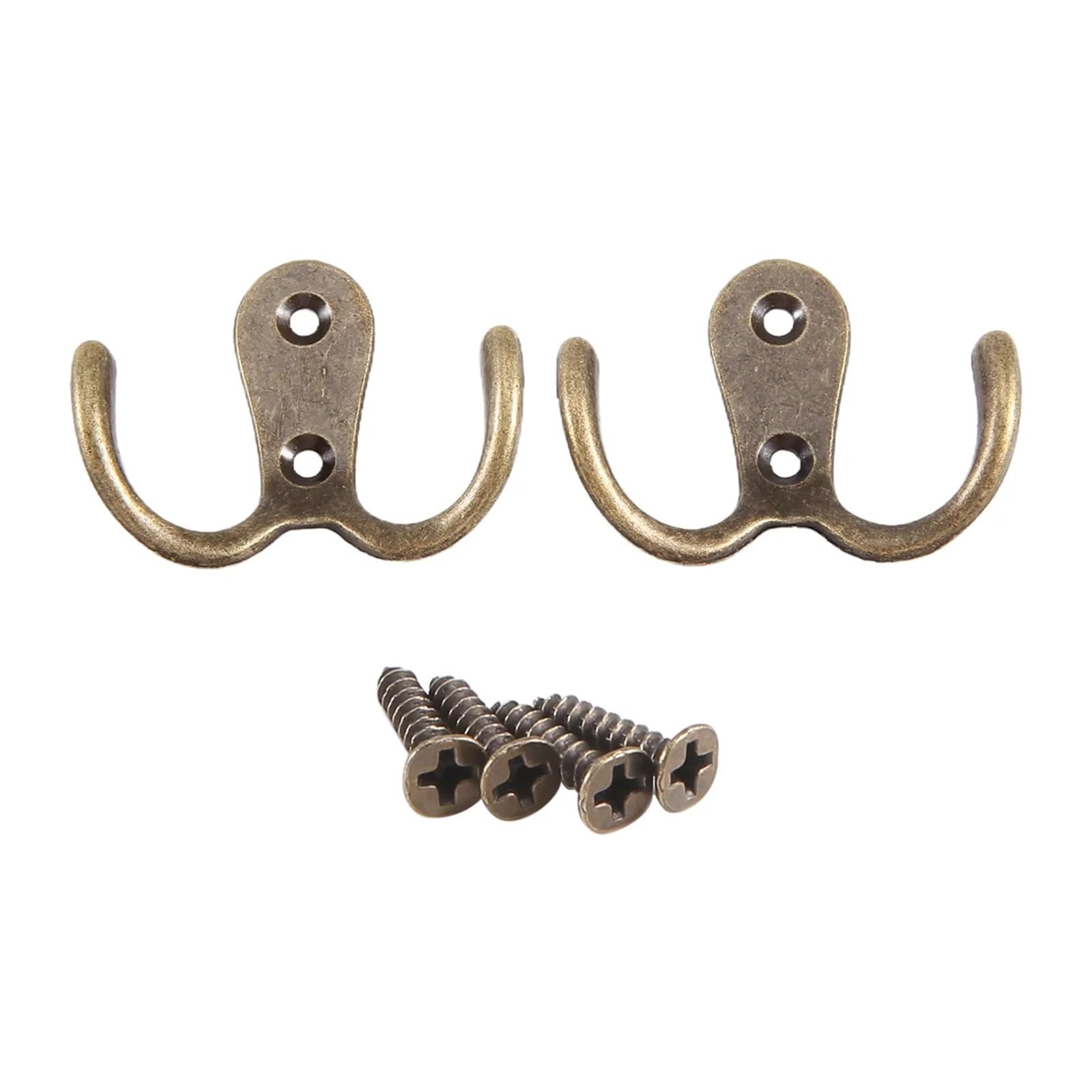 Yusuzh One Color 10Pcs Screw Hook Retro Metal Double Wall Mount Hanger Coat Antique Bronze For Hats For Mudroom,Closet