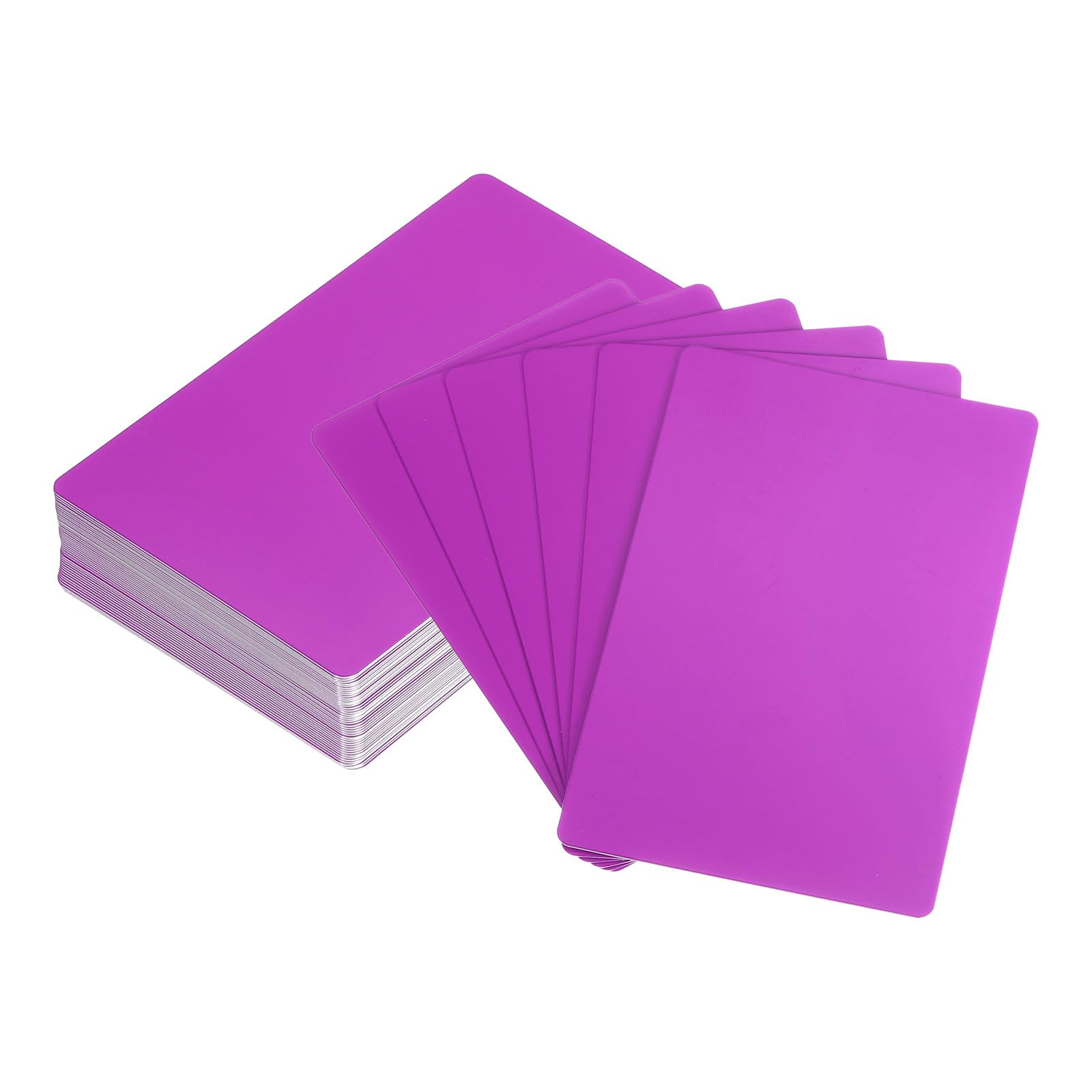 QUARKZMAN 100 Tarjetas de Visita en Blanco de Metal, 86 x 54 x 0.45mm, Hoja de Aluminio Anodizado para Grabado, Tarjetas DIY, Morado