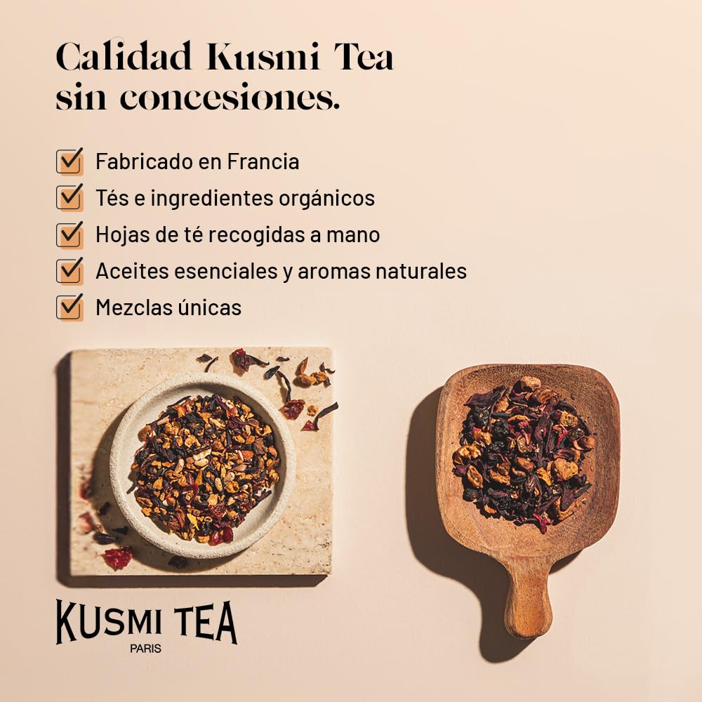 Kusmi Tea - Surtido de Té para Regalo para Mujer o Hombre - 100% Orgánico - Caja de Infusiones - Té Verde, Negro, Blanco, Hibisco - 9 Sabores, 45 Bolsitas - Set de Descubrimiento Kusmi