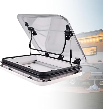 RV Sunroof Large Caravan Skylight | LED Light | 500x500 / 700x500 / 800x500MM /960x650 Cutout | Dual-Layer Acrylic | Fits 25-35/35-45/45-55/50-60MM Roof | Ventilation Function 500 500mm