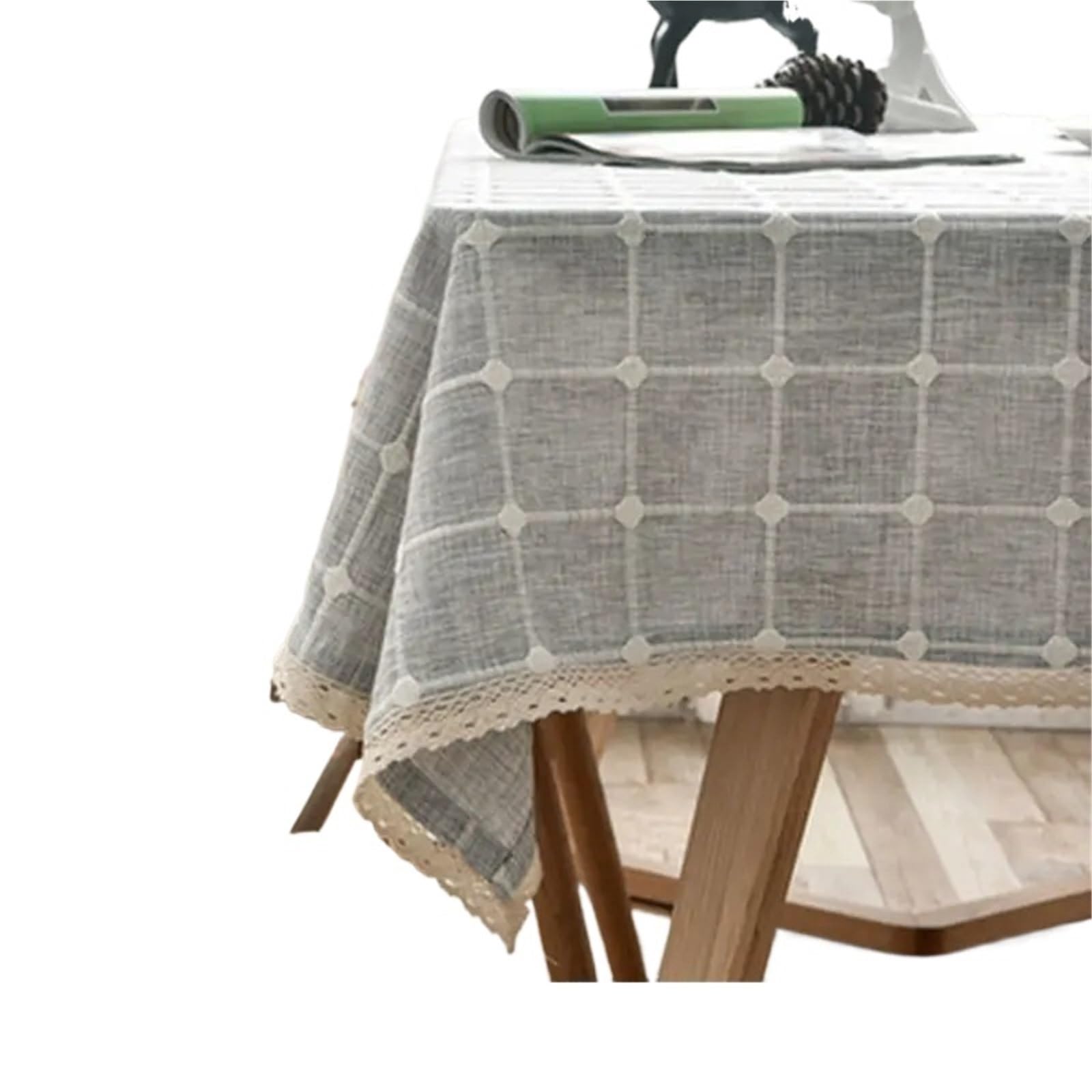 Nappe en dentelle anti-plis style écossais bleu pour protéger la table de salon