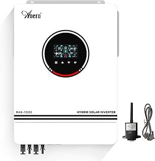 Anern 10200W Hybrid Wechselrichter Solar DC 48Vdc zu AC 220V/230V Reiner Sinus-Wechselrichter PV 90-500V, 2 PV-Eingänge, für 48V Bleisäure oder Lithium Batterie