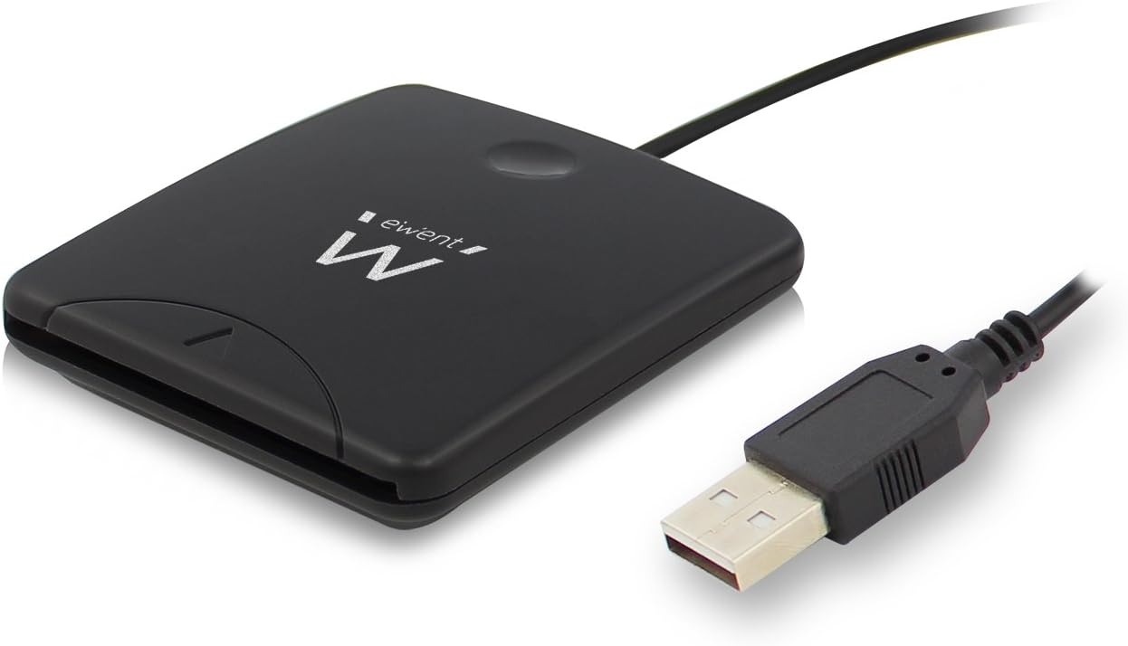 Ewent Smart Card Reader, Card and ID Card Reader, USB Port, Compatible PC/SC and WHQL, Black