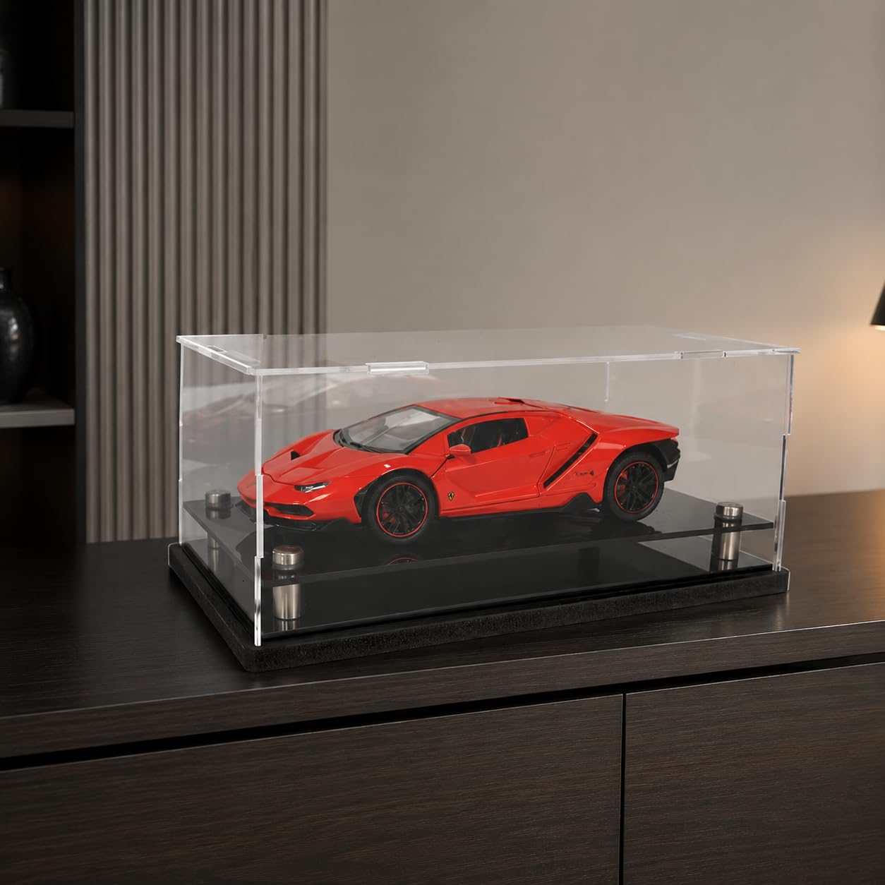 Acryl Vitrine rechteckig 40x20cm, Staubdichter Schaukasten für Figuren und Modellautos, Transparente Display Box mit abnehmbarem Deckel , 40*20*25 cm
