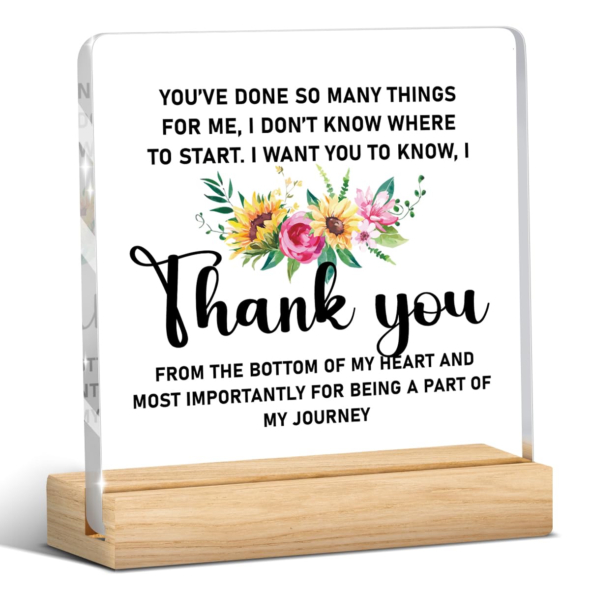 Thank You Gifts, Floral Style Acrylic Sign Special Thank You Gift Sign for Women Men Friend Coworkers Retirement Farewell Going Away Gifts, Home Office Living Room Desk Decor