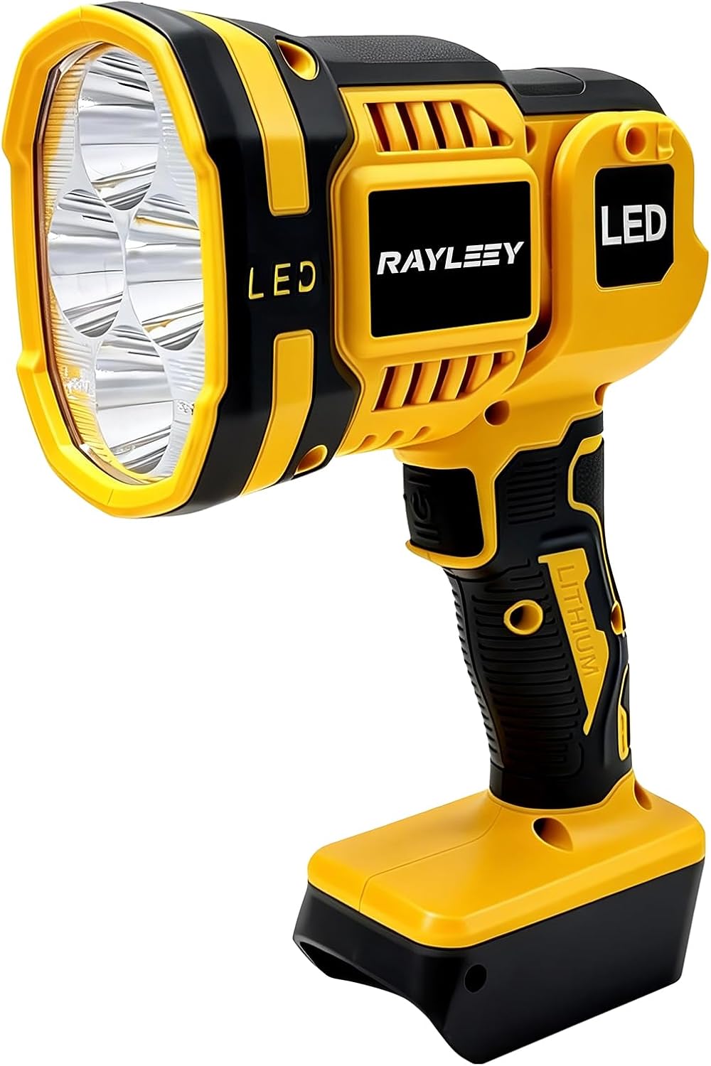 Handheld Spotlight Compatible with Dewalt 20V Battery, Cordless LED Work Light, Outdoor Flashlight with Flashing Mode and Pivoting Head, for Workshop, Camping, Jobsites (Battery Not Included)