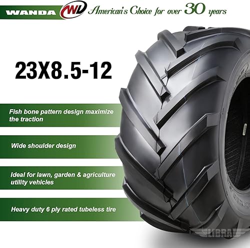 Miniatura 2 de WANDA 23x8.5-12 23x8.5x12 Cortacésped Agriculture Farm Tractor AG Turf Tire 6 capas..