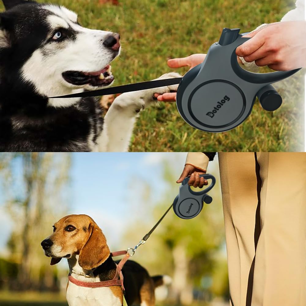 Hundeleine einziehbar 8m, Rollleinen für Hunde Einziehbares Zugseil, Ausziehbare Hundeleine für mittelgroße große Hunde bis zu 50 kg, Geschenk für Hund (Grau/schwarz, 8 m)