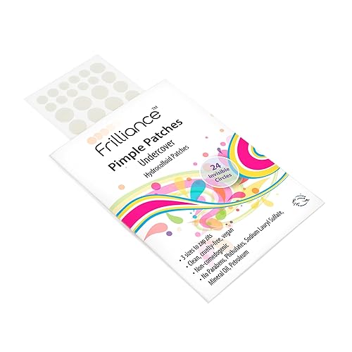Frilliance Parches de espinillas hidrocoloides invisibles para acné y manchas 24 unidades 3 tamaños adhesivos de tratamiento de manchas para cara y