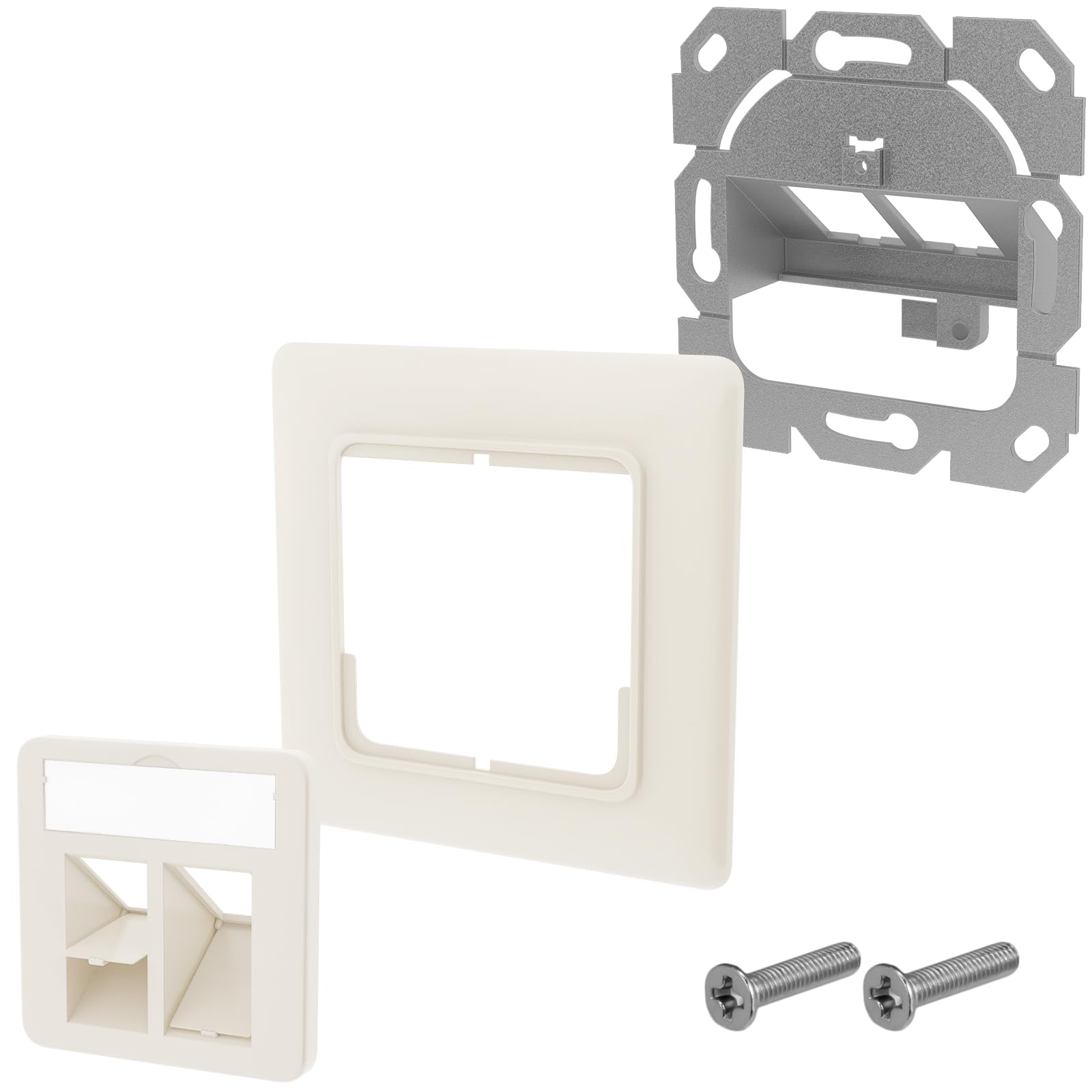 hb-digital Juego de 10 cajas de conexiones RAL 9010 con módulo Keystone Cat. 6a y conector F niquelado para panel de conexión, conector de red, conector Keystone, color blanco