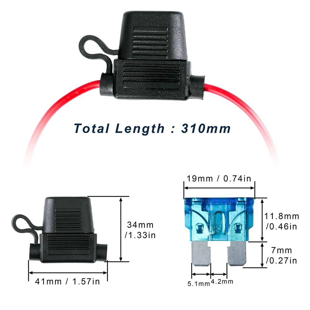 ciciment 6 Pcs Inline Fuse Holder 32V 16AWG, Waterproof Blade Fuse Holder with Copper Wire - Image 3
