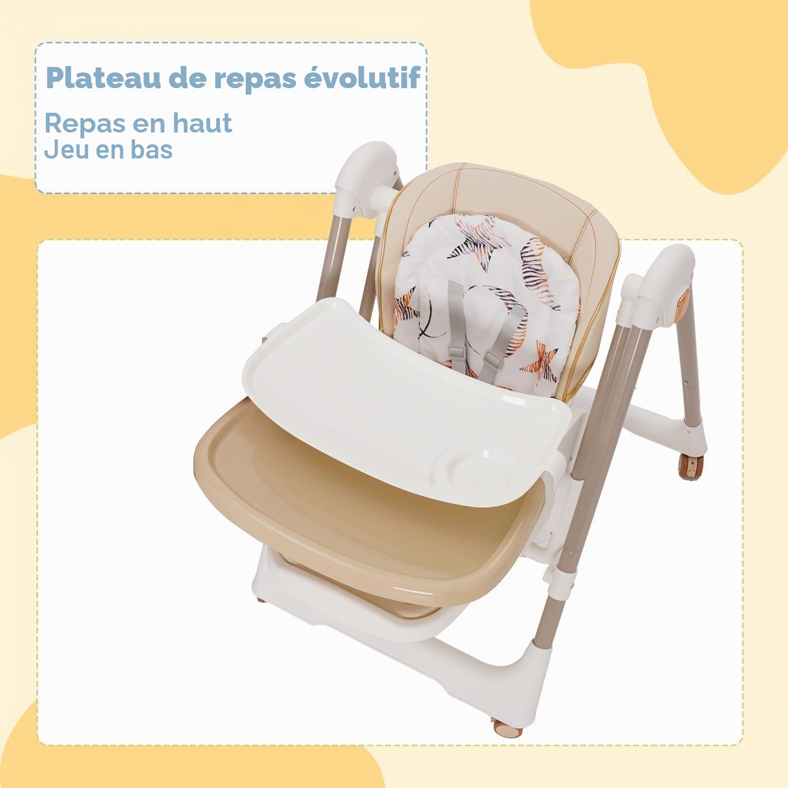 5 en 1 chaise haute bébé evolutive, pliable chaises hautes enfant,transats et balancelles transat haut inclinable bébé confort chaise reglable hauteur,highchair Baby Portable Foldable high