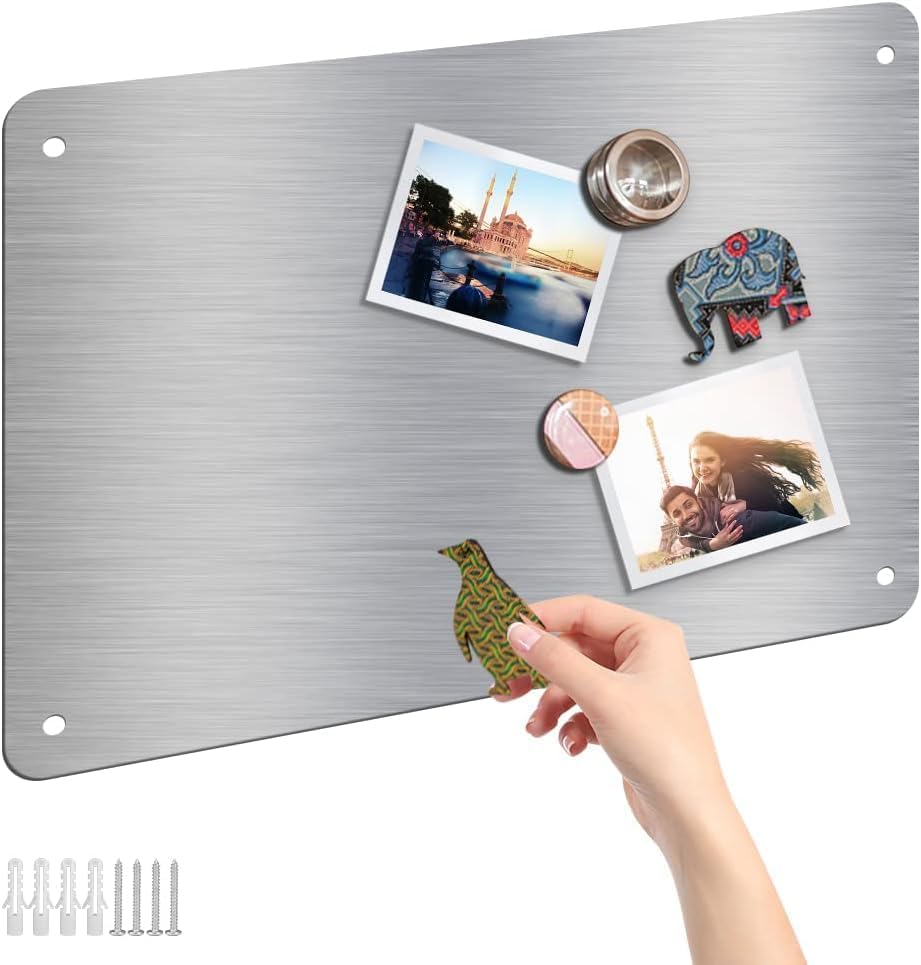 Consejos para Comprar Pizarras y tableros recordatorios los 5 mejores. 41 1Pcs Tableros de Acero Inoxidable, Tablero de Anuncios de 45 X 30 Centímetro, Caballete de Metal para Pantalla para El Hogar, La Oficina, La Cocina y El Aula Adecuado para Pared,...