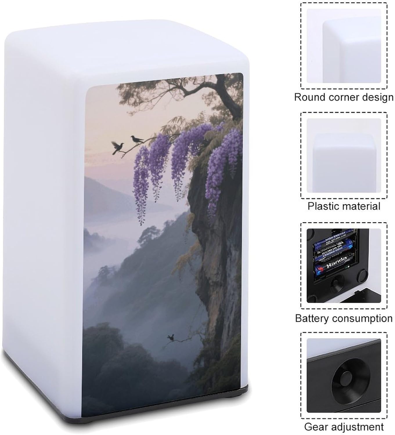 Dimmable Portable Desk Lamp Reading Table Lamp Fog in The Mountains Bedside Night Light Battery Powered for Home Office Gift