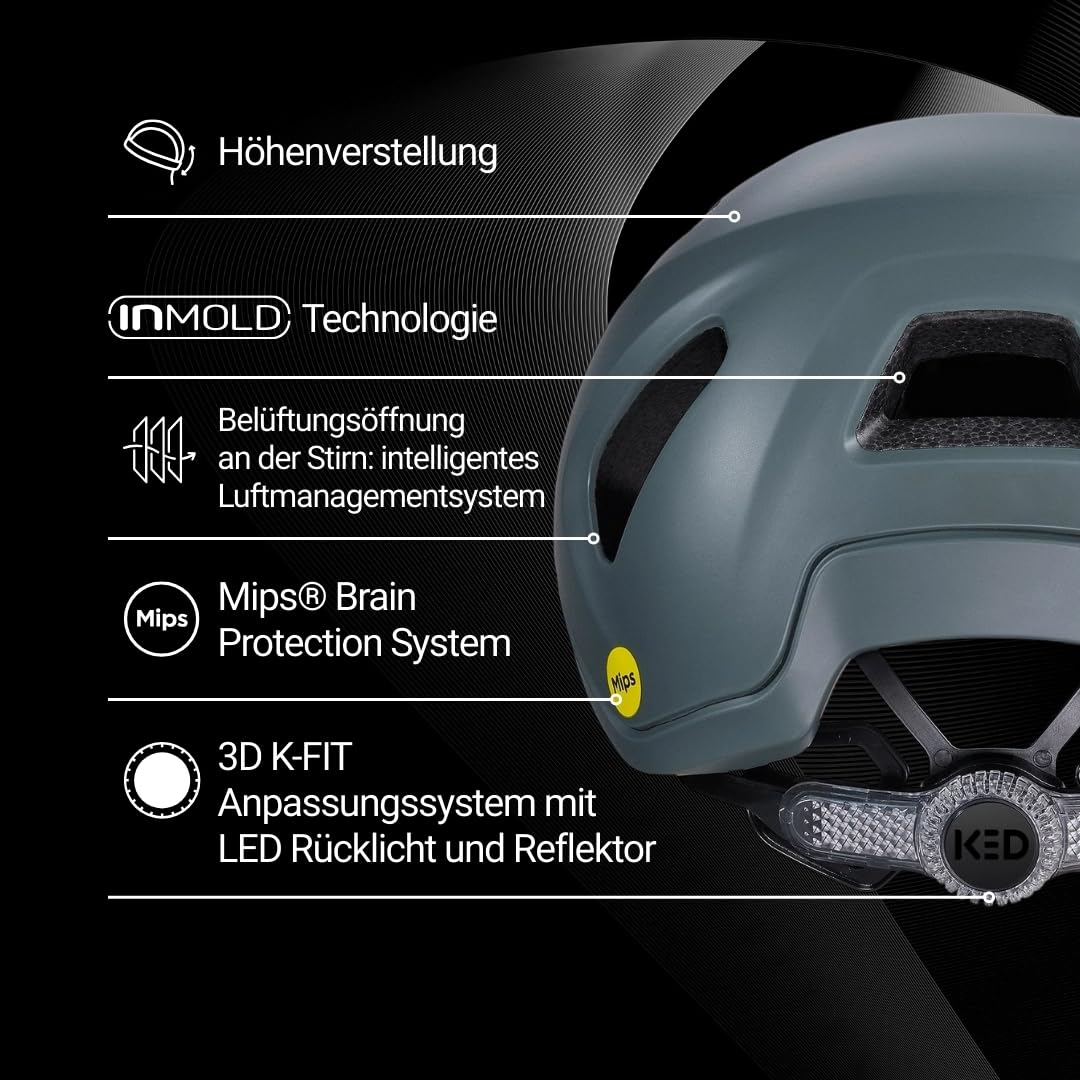 KED Reach DT1 Fahrradhelm – MIPS Schutz, K-Fit 3D Anpassung, Abnehmbares Visier, Rib Cage Belüftung, Individuell Einstellbar, Brillenhalter