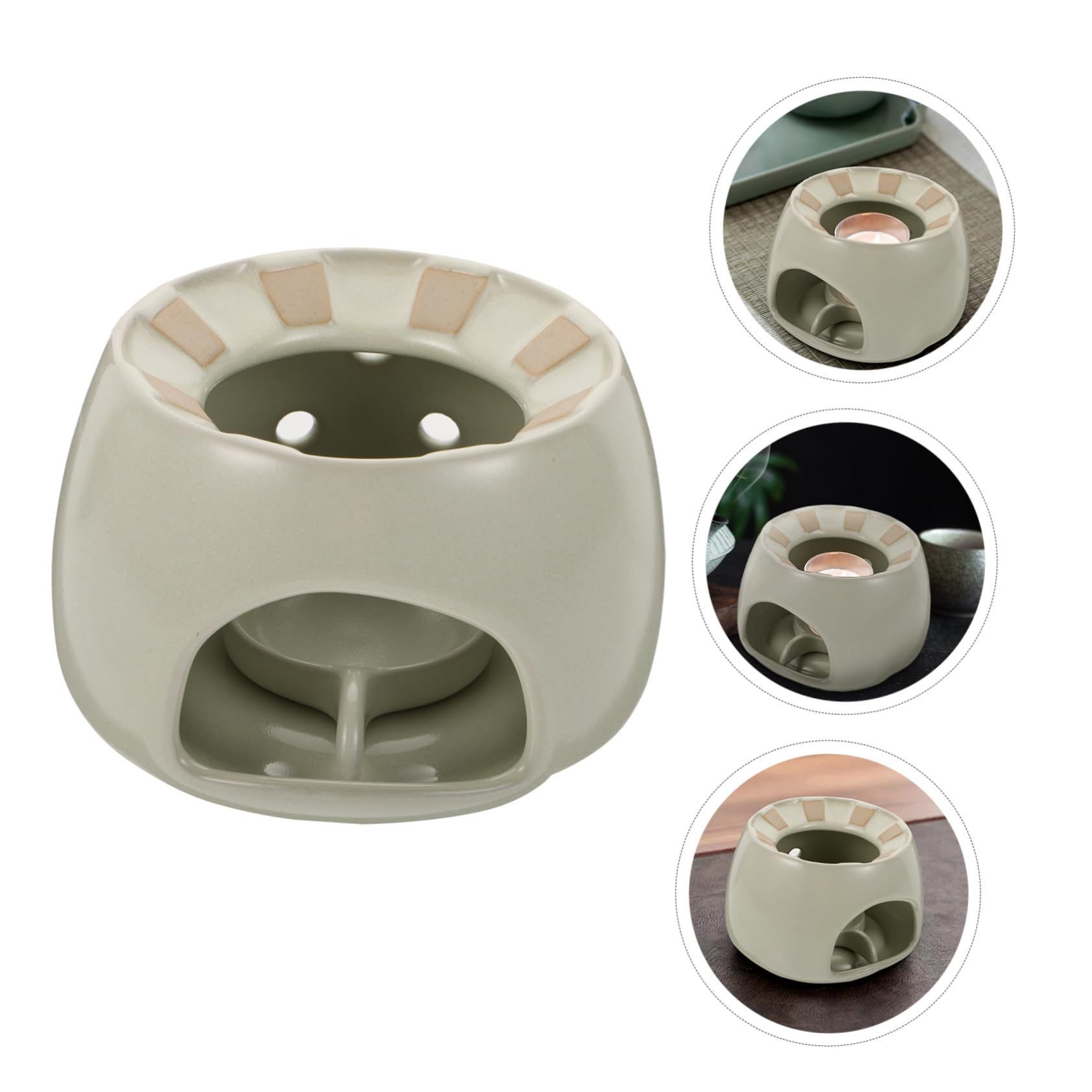 Ciieeo 1pc Ceramic Teapot Warmer Candle Holder Multi-Functional Insulation Base for Tea Retro Design Non- Bottom for Home Use Easy Cleaning