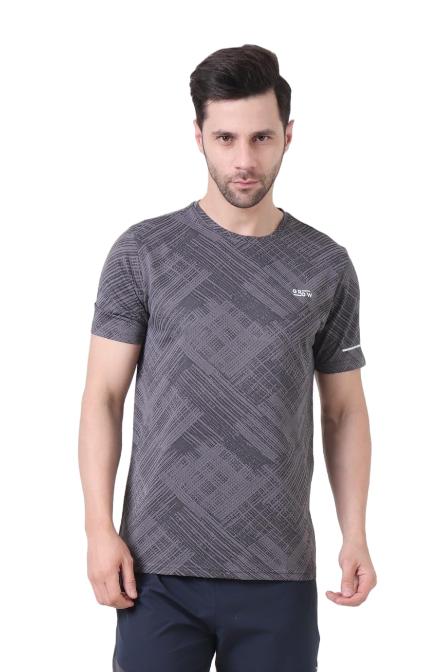 grow Round Neck Textured T Shirt for Men | Polyester Spandex Mix Breathable Fabric, Moisture Wicking Lightweight | Stylish Casual Sportswear Tshirt for Man-picture-26