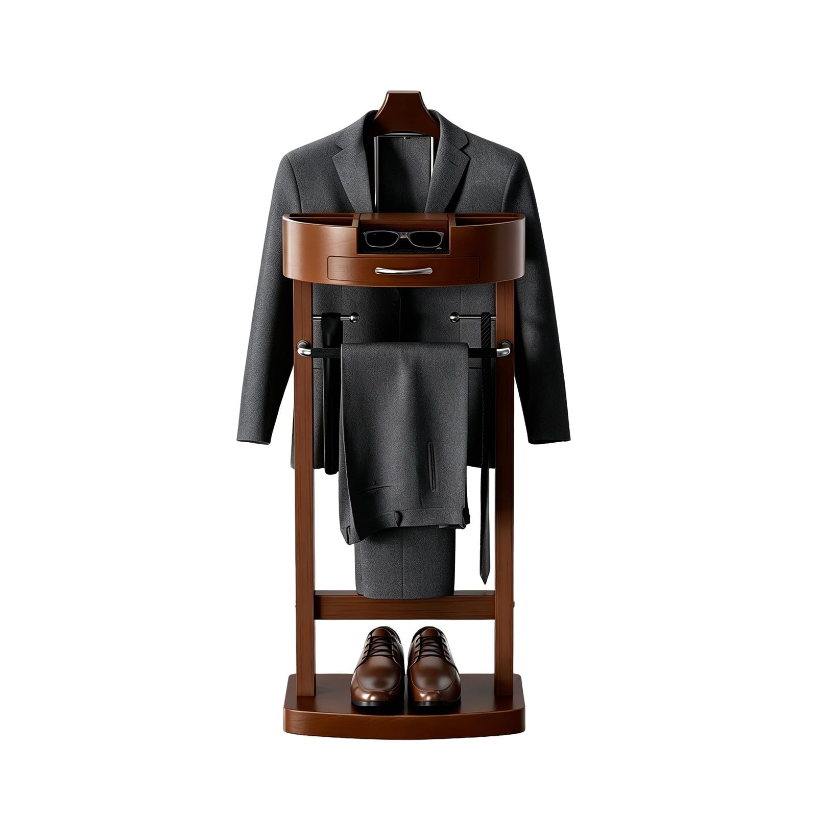 Indossatore in Legno da Terra, Servomuto Omino da Camera con Base