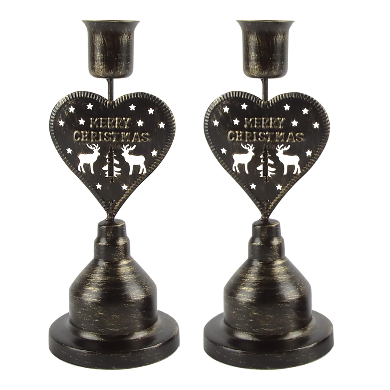 Candelabros para Velas, ACTOYS 2 Unidades Portavelas Decoracion Navideños, Centro de Mesa Navidad Portavelas Vintage para Bodas Cumpleaños Fiestas Decoraciones, Decoracion Mesa Navidad (Bronce)