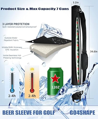 Miniatura 4 de Go4Shape Funda de cerveza para bolsa de golf enfriador de golf con aislamiento de 7 latas que cabe en bolsas de golf mantiene las bebidas enlatadas