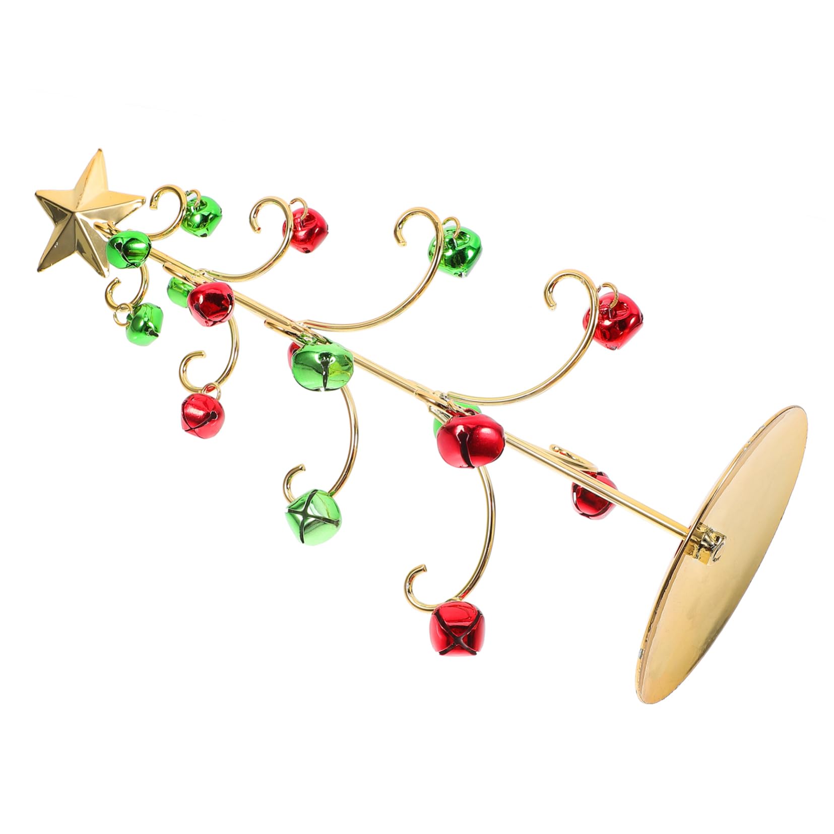 Ciieeo Iron Christmas Tree Ornament with Bell Adornment Decorative Desktop Xmas Tree for Holiday Decor Festive Display Stand Year Use for Home Shop Window Decor