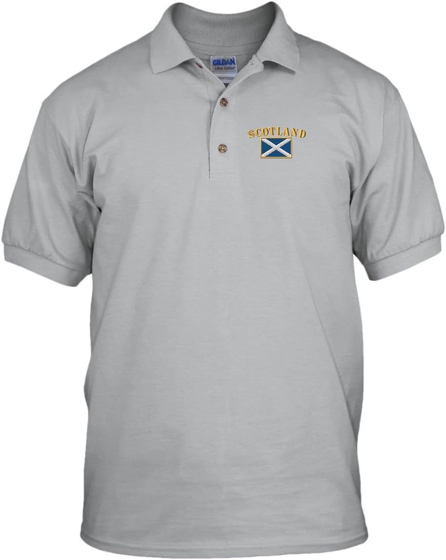 Speedy Pros Scotland Flag Embroidery Embroidered Golf Polo Shirt Navy 2X-Large