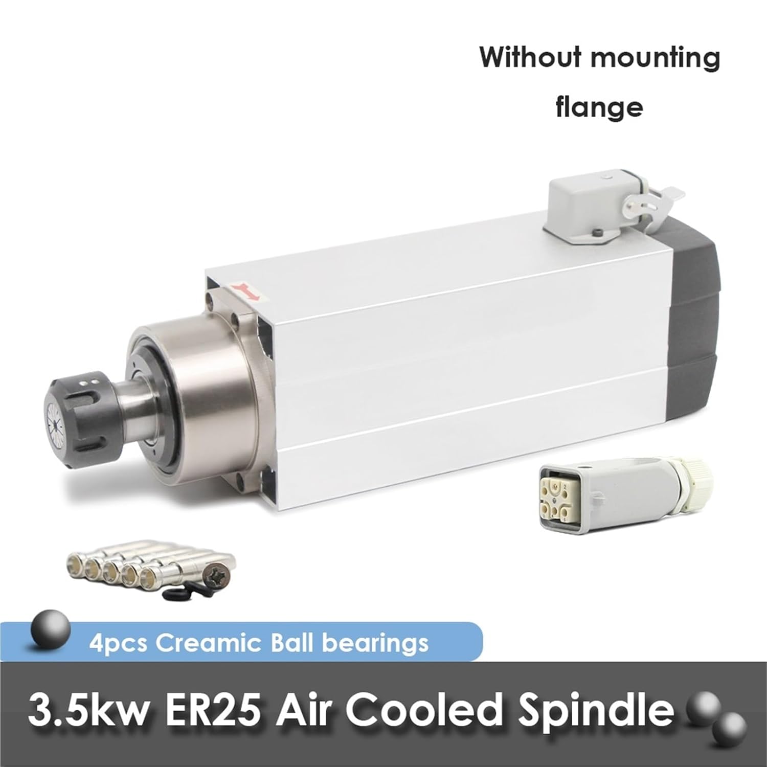 3.5KW ER25 Air Cooled Spindle Motor Ceramic Bearings Square Type Without/with Flange for CNC Milling Machine