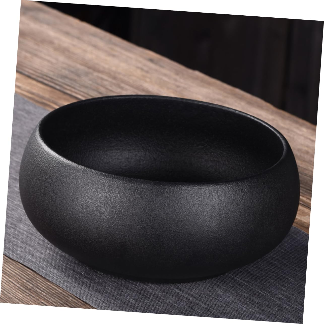 Garneck Ceramic Teacup Bowl Tea Wash Tea Lover Black Pottery Tea Jar Tea Set Storage Bowl