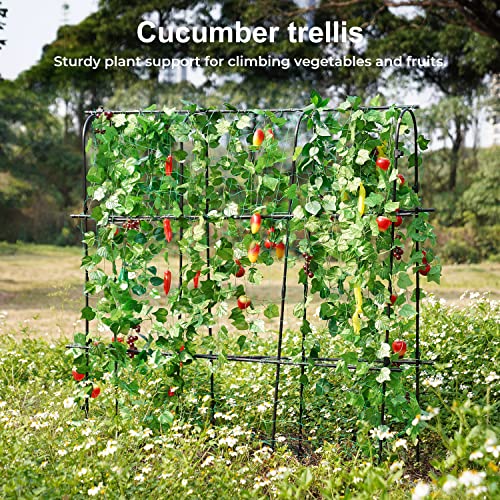 Bitnin Cucumber Trellis For Climbing Plants Outdoor, U-Shaped Metal Garden Trellis Arch Plant Grow Support Frame For Vegetable Flower Fruits Vine With Nylon Netting #TOP7