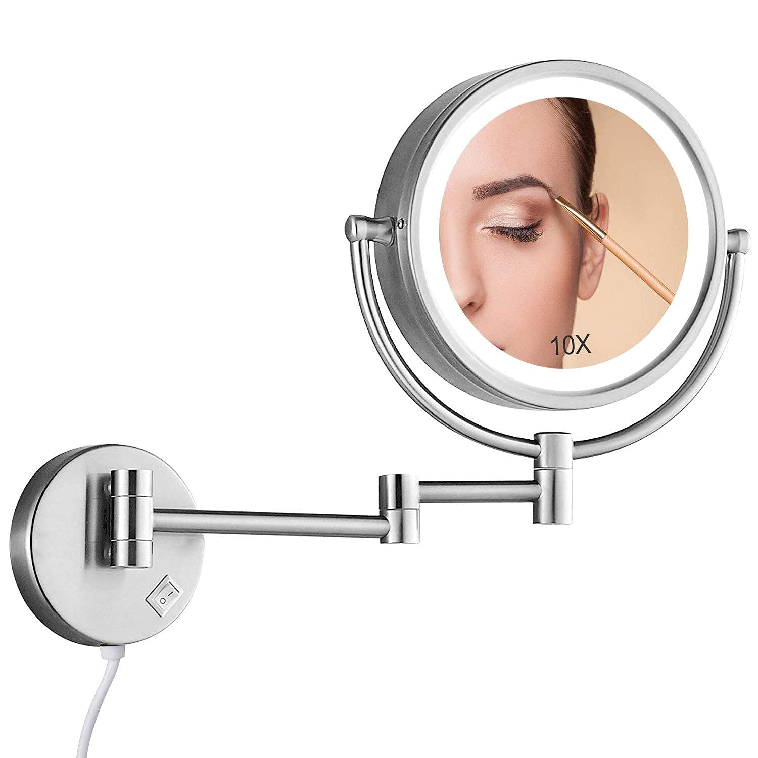 Espejo de Maquillaje de Pared para el hogar/baño con rotación de 360 tocador del Dormitorio o el Lavabo del baño.