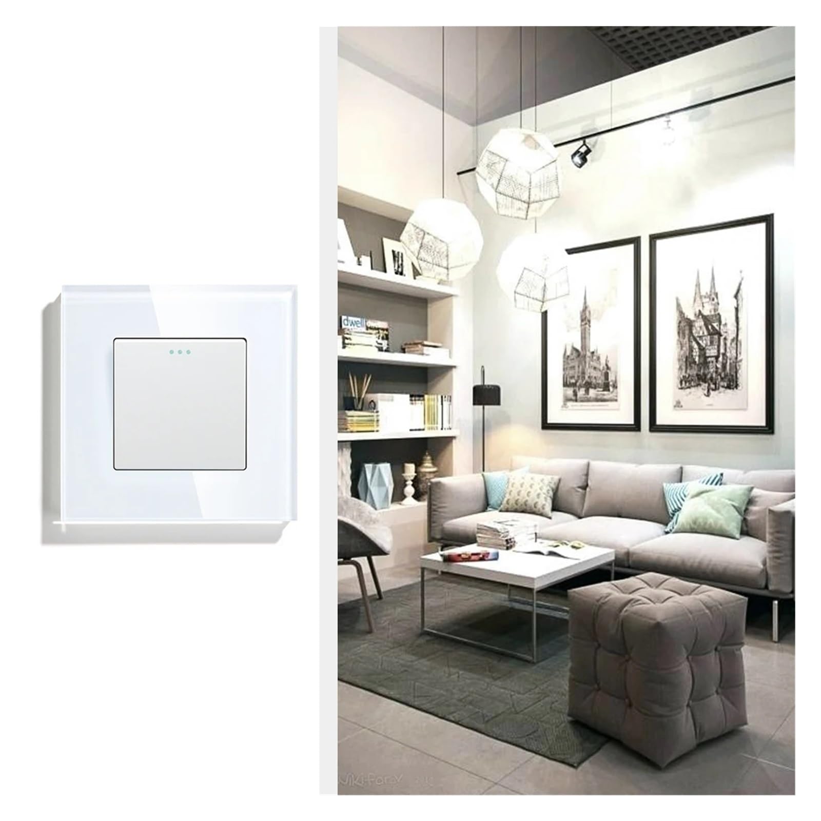Interruptor de luz de pared mecánico, interruptor de botón de 1/2/3 entradas, Panel de cristal de 1 vía, interruptor de encendido y apagado de 250V, blanco y negro(2Gang White)